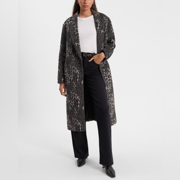 Express Brushed Leopard Wool-Blend Coat - Picture 2 of 9